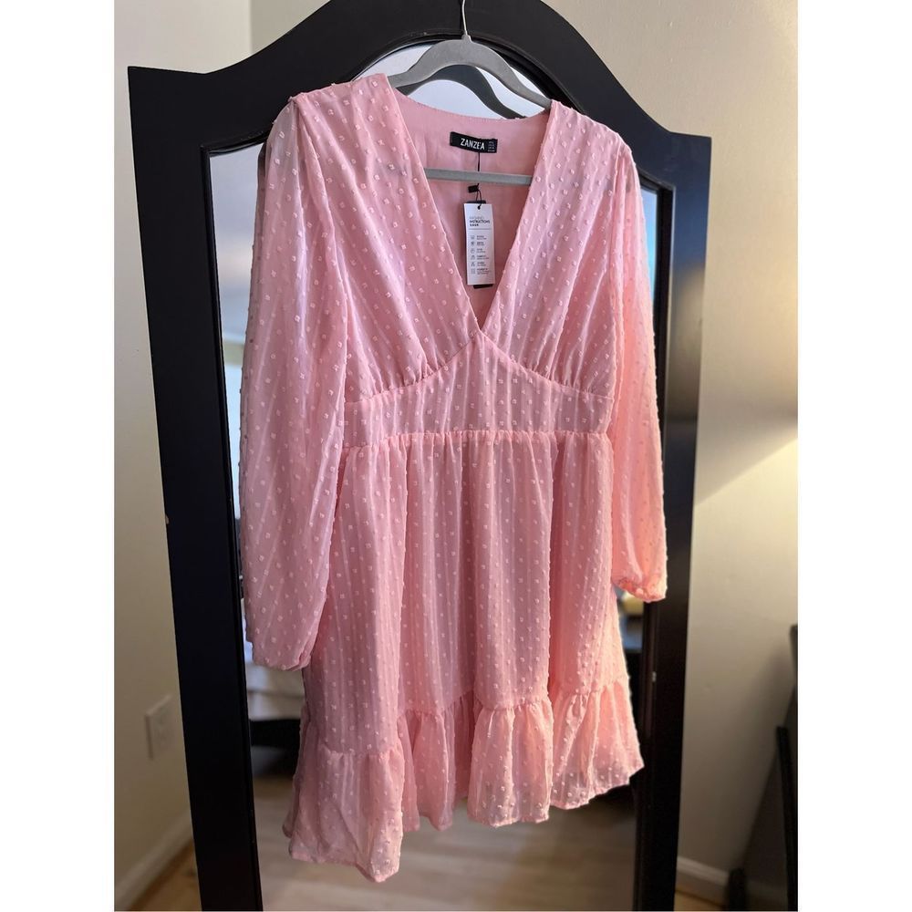 NEW Tunic Dress Ruffle Bell Sleeve A-line Party Casual Mini L 10/12